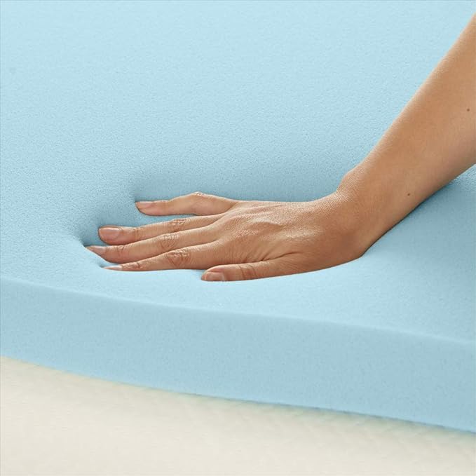 Amazon Basics Full Mattress Topper, Cooling Gel-Infused, CertiPUR-US Certified, 2 Inches, Blue