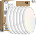 zemty 6Pack 12 Inch LED Flush Mount Ceiling Light, Super Slim 28W 3200lm LED Ceiling Light, 3 Color Temperature in One 3000k/4500k/6000K Round Light Fixture for Bedroom, Kitchen, Dining Room (White)