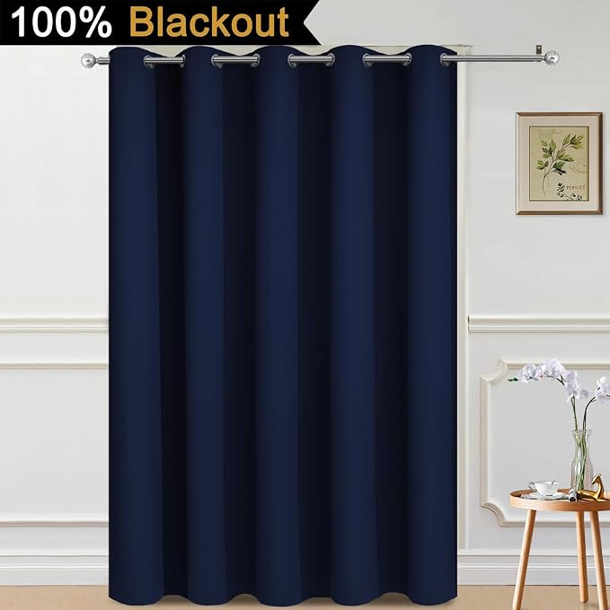 Yakamok Navy Blue Blackout Patio Door Curtain Panels W70 x L84, 1 Panel | Noise - Image 2