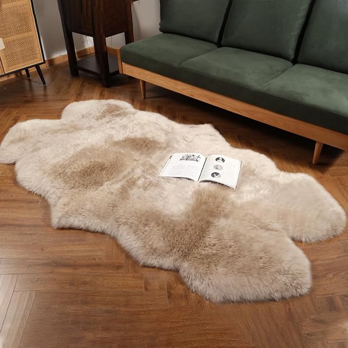 IRIWOOL Premium Genuine Fur Sheepskin Rug Real Australia Sheepskin Natural - Image 3