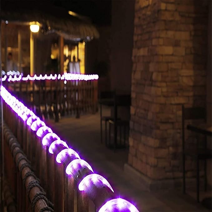 50ft 360 LED Rope Lights Outdoor, Connectable and Flexible Tube Lights with 8 Modes, Waterproof Indoor Outdoor LED Rope Lighting for Deck, Garden, Pool, Patio, Indoor Outdoor Decorations (Purple)
