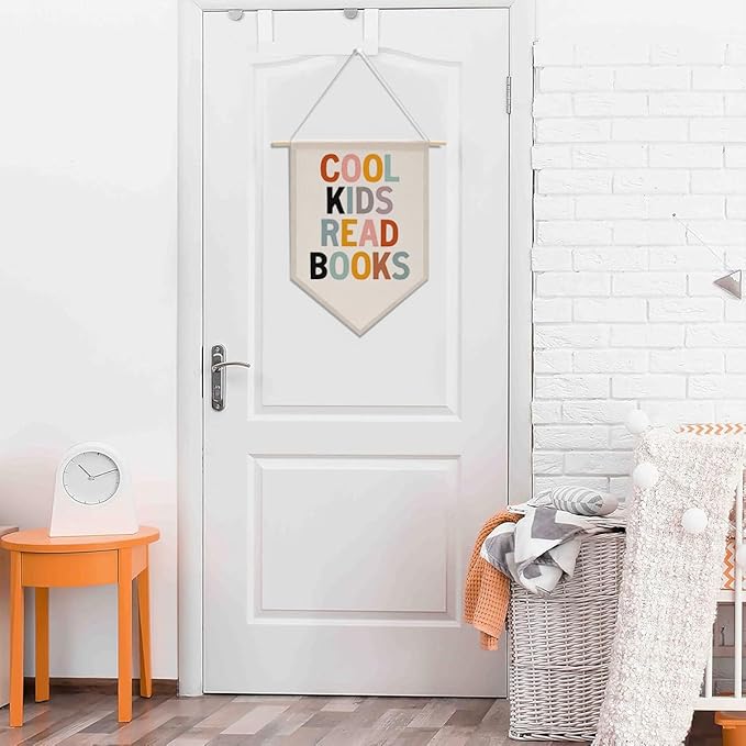 Library Decor Book Themed Party Decorations Reading room Decor Canvas Hanging Pennant Flag Banner Wall Sign Decor Gift for Reading Corner Bedroom Playroom Game Room Front Door