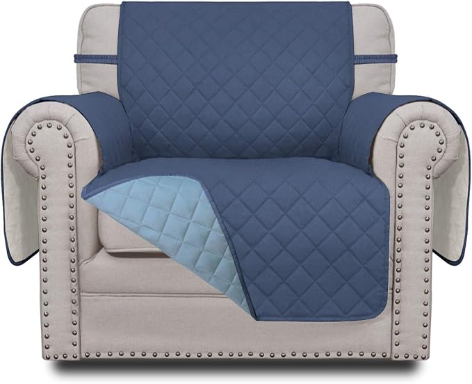 Easy-Going Reversible Couch Cover, Small Chair, Dark Blue/Light Blue | Machine by Easy-Going