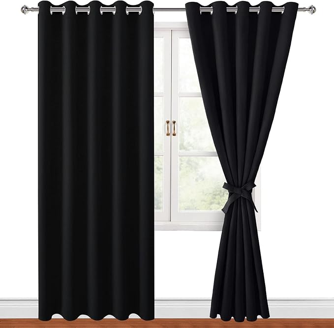 Blackout Curtains for Bedroom, 60 x 84 Inches Long, 2 Panels, Window Curtains by Hiasan