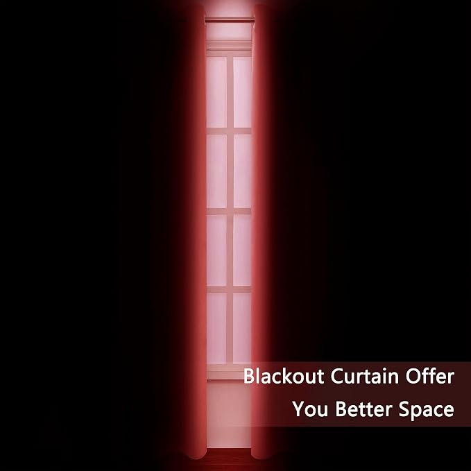 Blackout Curtains 38 x 84 inch/Bright Red Curtains Set of 2 Panels/Thermal - Image 3