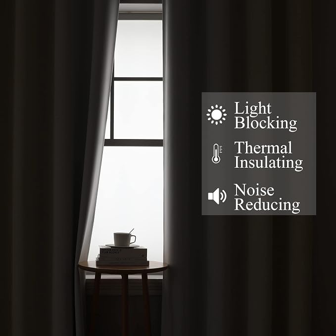 Beige and Greyish White Ombre Blackout Curtains Living Room 102 Inches Long | - Image 3