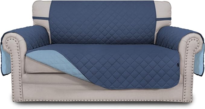 Easy-Going Reversible Couch Cover, 2 Cushion Sofa, Dark Blue/Light Blue | by Easy-Going