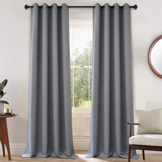 Yakamok Grey Room Darkening Curtains 52x108 inch Gray Grommet-Living Room | 2 by Yakamok