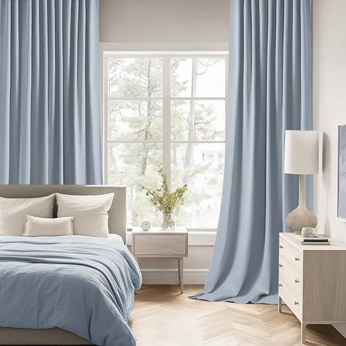 MIULEE Light Blue Back Tab Blackout Curtains 52x72 Inches Long 2 Panels Set | - Image 2