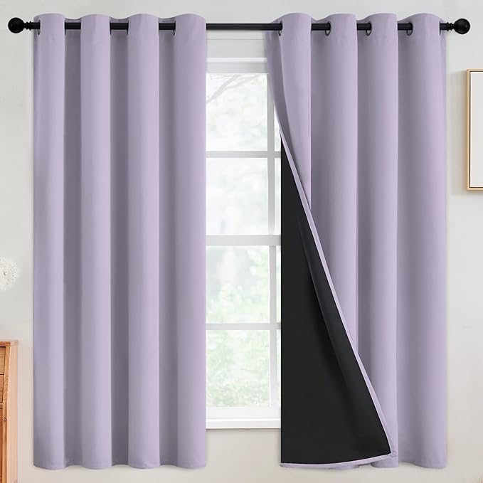 SimpleHome Lilac 100% Blackout Curtains Room Darkening Living Room 63 Inch | by SimpleHome