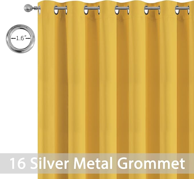 Yakamok Mustard Yellow Room Darkening Curtains 84 inch Sliding Door Drapes | 1 - Image 4
