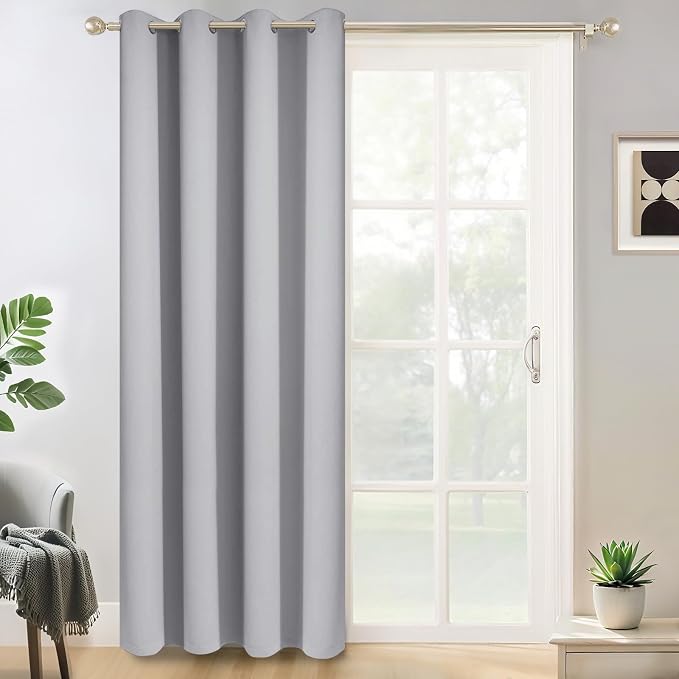 Yakamok Light Grey Room Darkening Curtains 84 inch Sliding Door Drapes | 1 by Yakamok