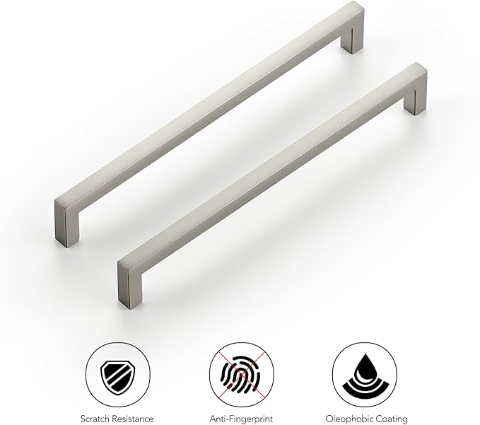 Ravinte 5 Pack Solid 7-1/2 Inch Center to Center Slim Square Bar Drawer Handles - Kitchen Cabinet Hardware Brushed Nickel Pulls - Handles for Cabinets and Drawers