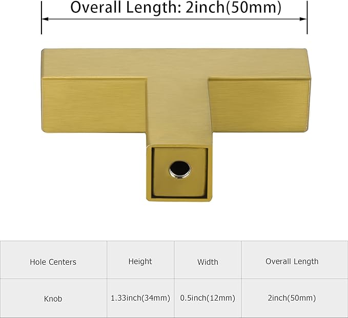 LONTAN 100 Pack Dresser Knobs Brushed Brass Kitchen Cabinet knobs Square Gold Cabinet Door Hardware for Bathroom Closet Cupboard