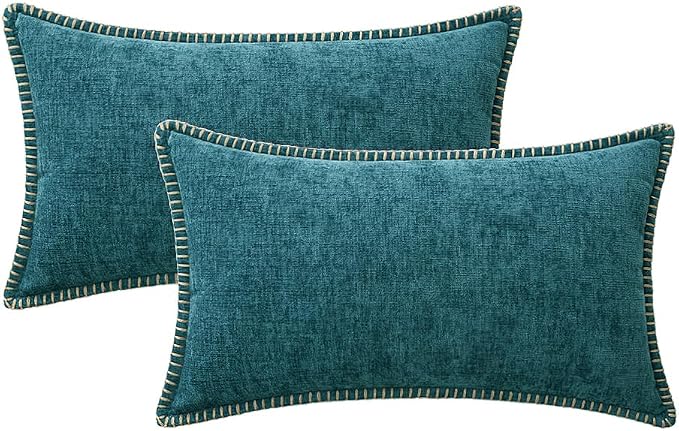 MIULEE Decorative Lumbar Throw Pillow Covers 12x20 Inch Dark Teal 2 Pack | - Image 6