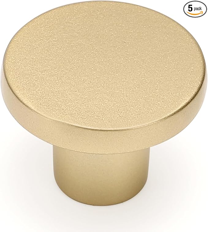 Ravinte 5 Pack Cabinet Knobs Sandy Gold Kitchen Cabinet Knobs Round Dresser Drawer Pulls Closet Door Pulls 1-1/5 Inch