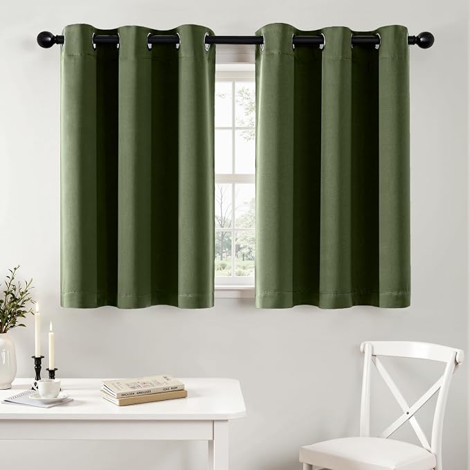 MIULEE Blackout Curtains for Bedroom 2 Panels 40 x 36 Inch Long Olive Green | by MIULEE