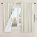 Ivory 100% Blackout Linen Curtains 48 Inches Long, 34 x 48 Inch | Linen Textured by LAMIT
