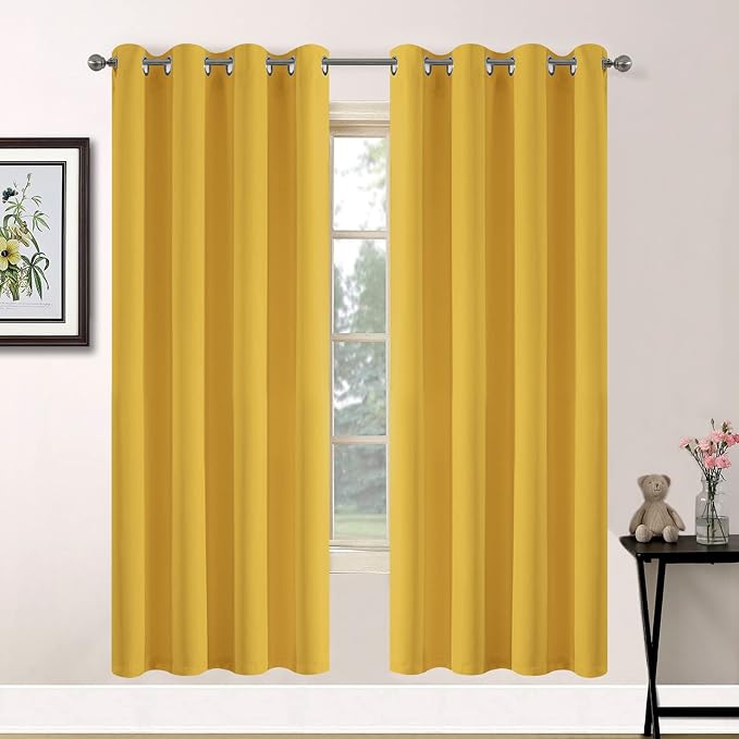 Yakamok Room Darkening Curtains 52x72 inch Long Mustard Yellow-Living Room | 2 by Yakamok