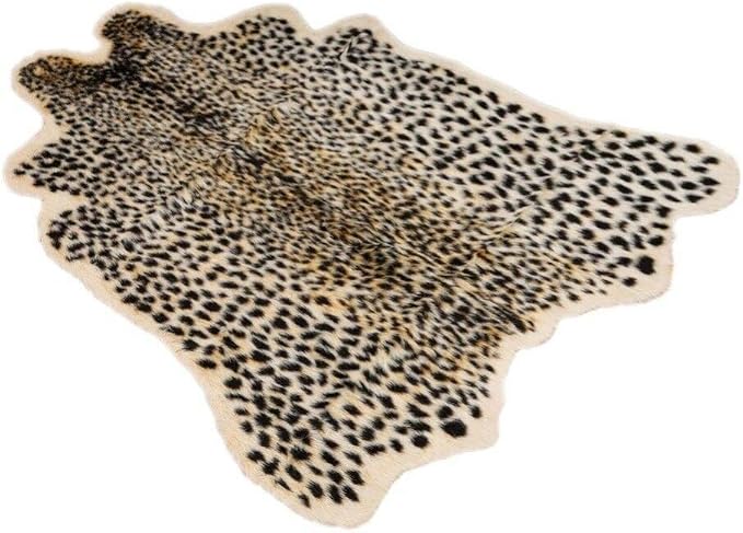 Leopard Print Area Rug Faux Cowhide Skin Fur Non-Slip Cheetah Rug Small Accent by Huichenxing2021FURSTORE