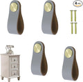 Leather Drawer Pulls and Knobs Soft Cabinet Handles Modern Cabinets Door Knob for Furniture Cupboards Wardrobe Dresser Decorative Handle with Screw 4 Pcs (Grey)