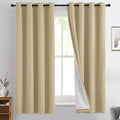 Yakamok Beige 100% Blackout Curtains 63 Inches Long by Yakamok
