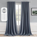 MIULEE Stone Blue Back Tab Blackout Curtains 52x108 Inch Long 2 Panels Set | by MIULEE