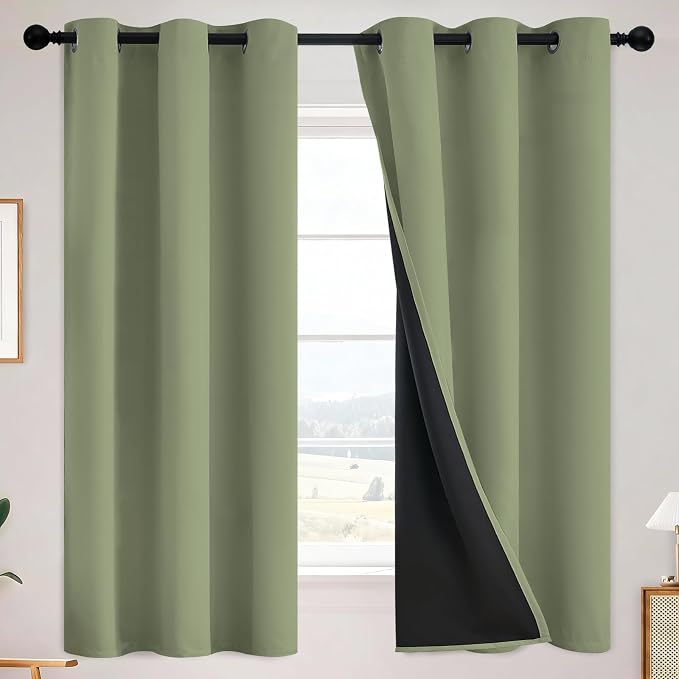 SimpleHome Sage 100% Blackout Curtains Room Darkening Living Room 63 Inch | by SimpleHome