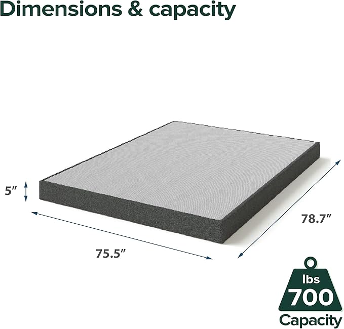 ZINUS 5 Inch King WonderBox(TM) Smart Box Spring, Quick Assembly Mattress Foundation, Durable Metal Frame, Grey
