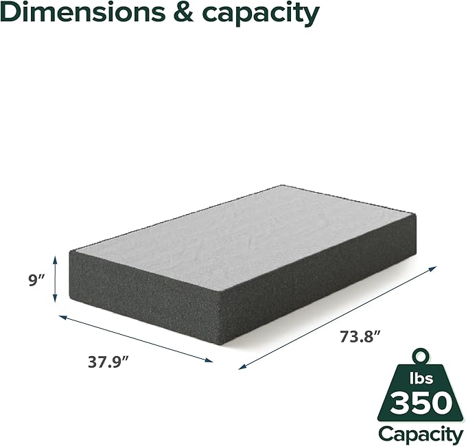 ZINUS 9 Inch Twin WonderBox(TM) Smart Box Spring, Quick Assembly Mattress Foundation, Durable Metal Frame, Grey