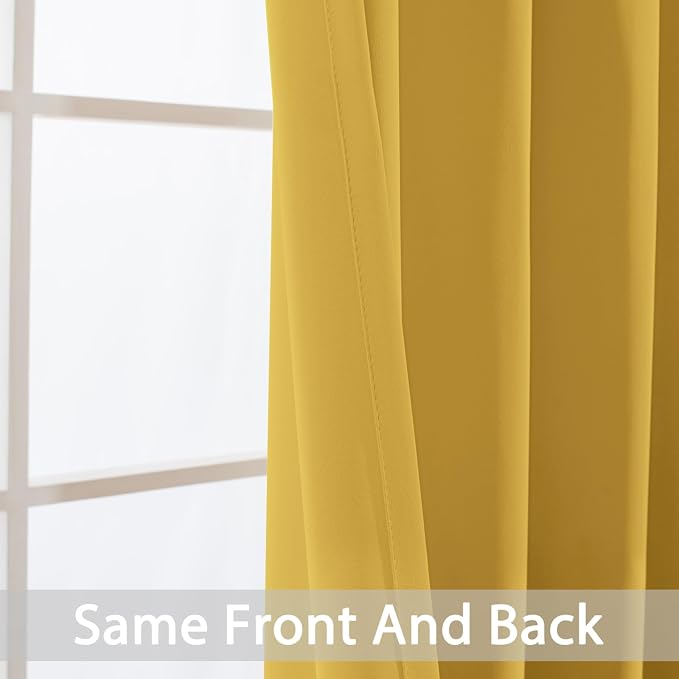 Yakamok Mustard Yellow Room Darkening Curtains 84 inch Sliding Door Drapes | 1 - Image 4
