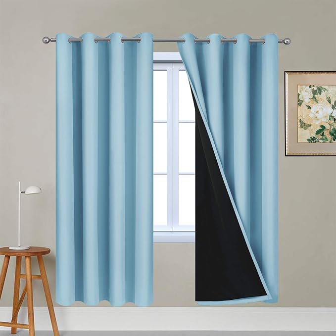 Yakamok Sky Blue 100% Blackout Curtains 72 Inches Long 52" Wide 2 Panel | by Yakamok