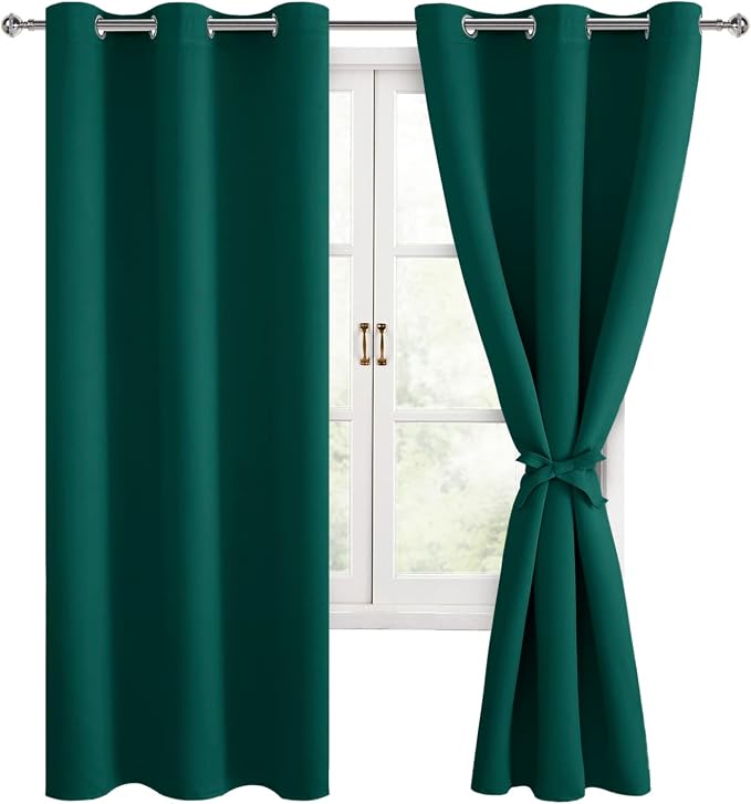 Blackout Curtains for Bedroom, Hunter Green, 42 x 72 Inch, 2 Panels | Noise - Image 8