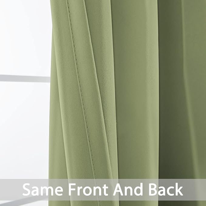 Yakamok Room Darkening Curtains 42x72 inch Length Sage Green-Living Room | 2 - Image 4
