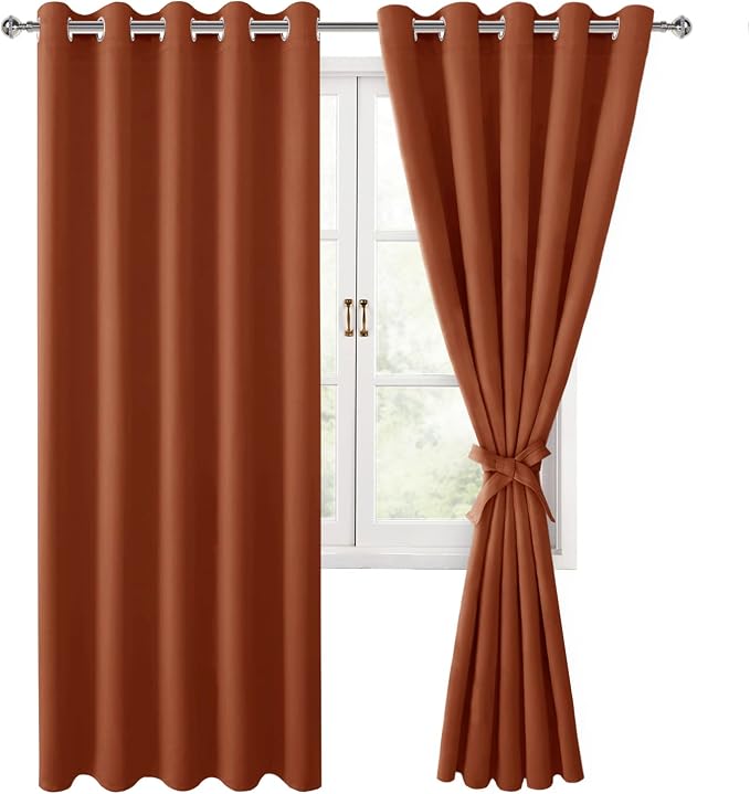 Fall Grommet Blackout Curtains for Bedroom 60 x 72 Inch Burnt Ochre | Thermal by Hiasan