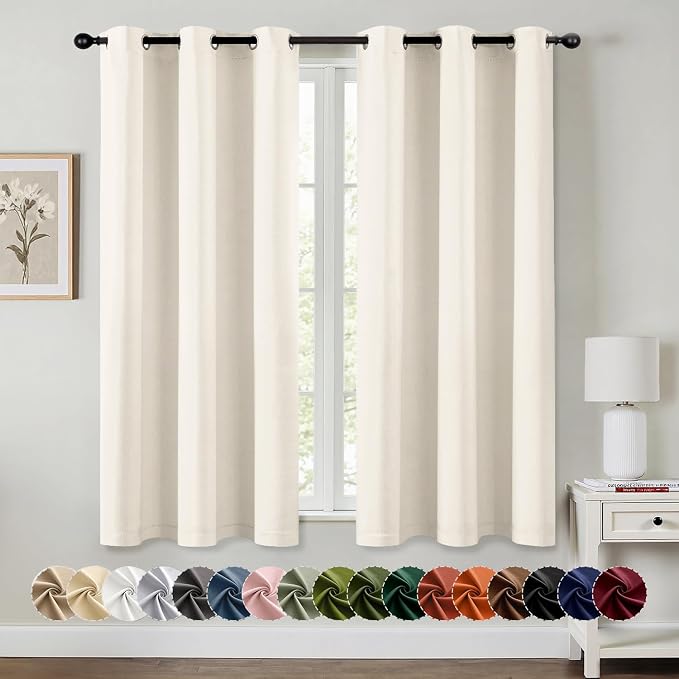 MIULEE Blackout Curtains for Bedroom 2 Panels 40 x 54 Inch Long Beige White | by MIULEE