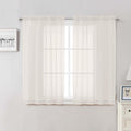 Ivory Sheer Curtains 50 Inch Length 2 Pcs, Rustic Farmhouse Curtains by Lecloud