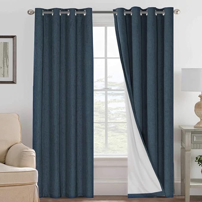 H.VERSAILTEX Linen Blackout Curtains 108 Inches Long 100% Absolutely Blackout by HVERSAILTEX