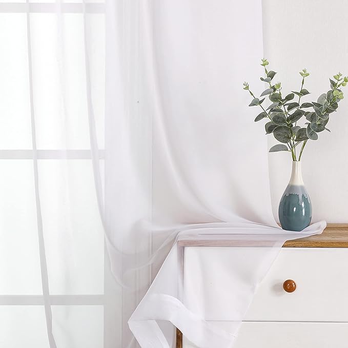 Sheer Curtain, 120 Inches Long, Rod Pocket, 2 Panels, - Image 3
