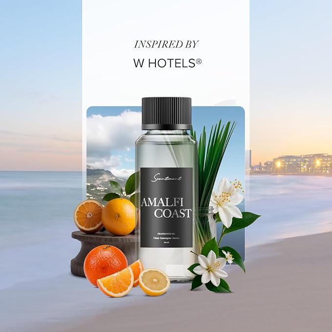 Scentiment Diffuser Oil - Amalfi Coast | Aromatherapy Fragrance | Inspired by Luxury Five Star Hotels | Notes of Bergamot, Lemongrass, Jasmine, Lily, Magnolia & Koa Wood (500 mL)