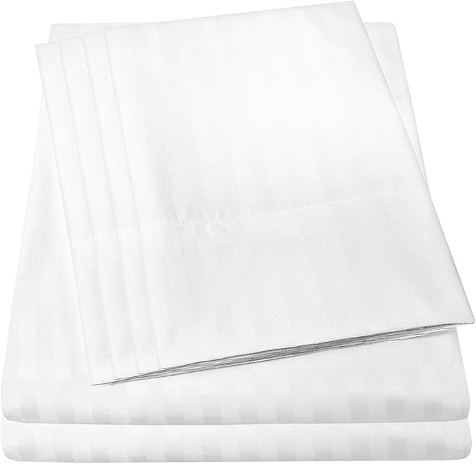 King Size Bed Sheets - 6 Piece 1500 Supreme Collection Fine Brushed Microfiber Deep Pocket King Sheet Set Bedding - 2 Extra Pillow Cases, Great Value, King, Dobby White