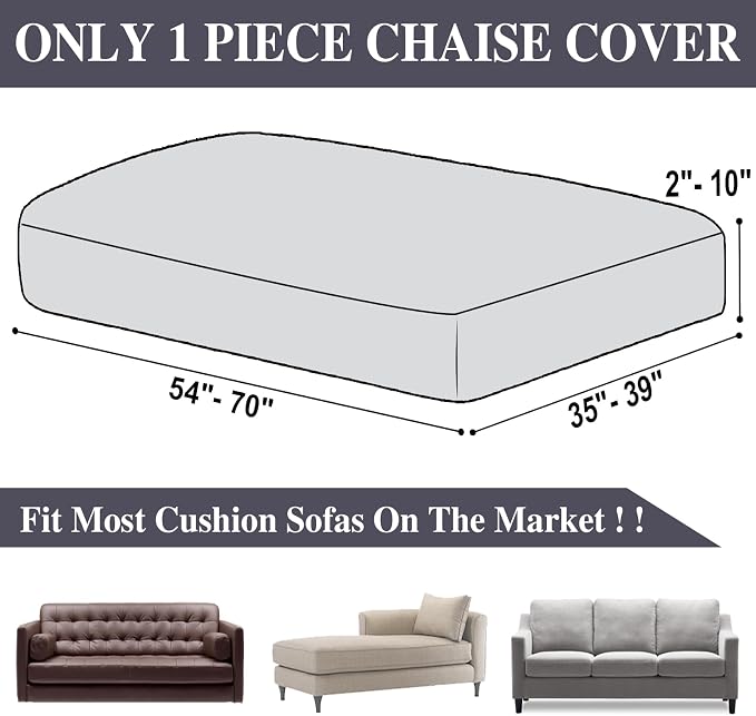 LA MEACK Chaise Couch Cushion Cover Washable Separate Seat Stretch Sectional - Image 6