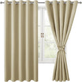 Blackout Curtains for Bedroom, Light Beige, 60 x 63 Inch, 2 Panels | Thermal by Hiasan