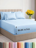 Extra Deep Full Sheet Set - 6 Piece Breathable & Cooling Sheets - Hotel Luxury Bed Sheets Set - Easy & Secure Fit - Soft, Wrinkle Free & Comfy Sheets Set - Light Blue Sheet Set with Extra Deep Pockets