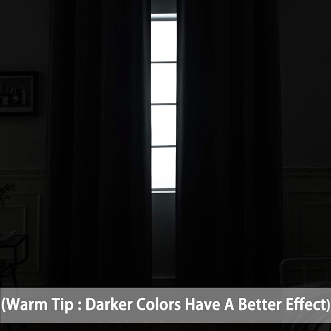 Yakamok Room Darkening Curtains 52x63 inch Length Black-Living Room | 2 panels - Image 3