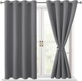 Blackout Curtains for Bedroom 52 x 54 Inch Long Light Grey 2 Panels | Thermal by Hiasan