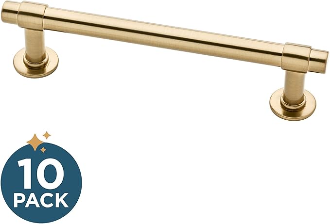 Franklin Brass - Francisco Champagne Bronze Gold Cabinet Handles 4 Inch (4") Hole Center Pulls | Easy Install, Durable Hardware for Kitchen Cabinet Door, Drawers, Dresser Pull, Furniture (10 Pack)