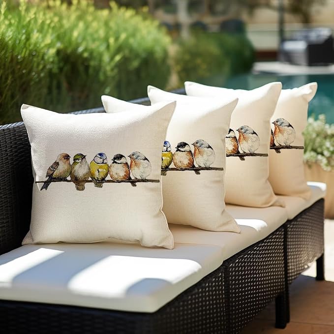 RABUSOFA Watercolor Birds Pillows Decorative Throw Pillows 18x18, Hand-Painted - Image 5