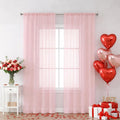 Chyhomenyc Blush Pink Sheer Curtains 84 Inches Long 2 Panels | Light Filtering by Chyhomenyc