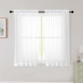 White Sheer Curtains for Bedroom Living Room 45 Inch Length 2 Panels, Soft Airy by WelvetBLK